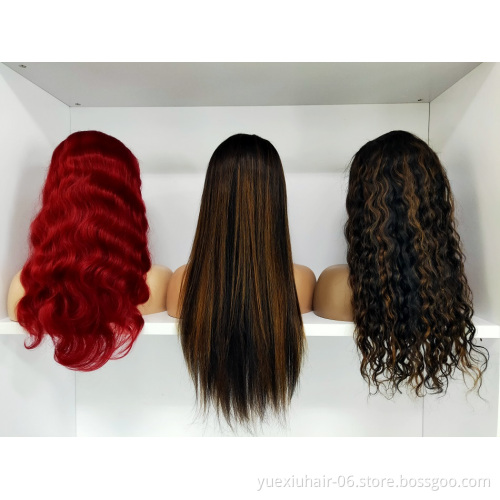 Wholesale Brazilian 100% Human raw Virgin remy Hair HD Transparent medium brown Lacfront glueless Wig For Black Women